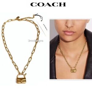 Coach Signature Necklace Tabby Handbag Charm Paperclip Hangtag Gold W/ Pouch NWT